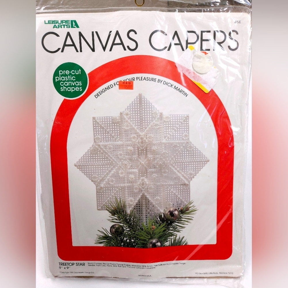Canvas Capers Vintage Leisure Arts Treetop Star Snowflake 9x9 Christmas Holiday